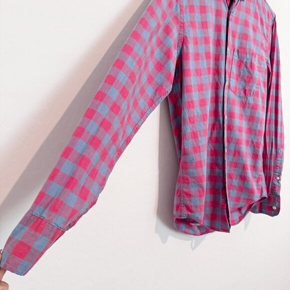 J Crew Slim Fit Mens Button Front Plaid Check Long Sleeve Collared Shirt Small - Picture 3 of 5
